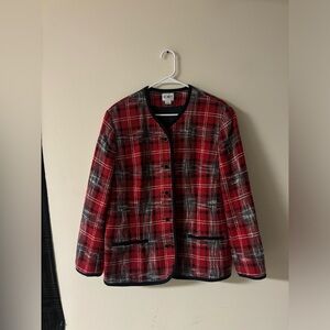 Vintage Koret Red Plaid Wool Blend Jacket Size 16 | Shoulder Pads | Classic